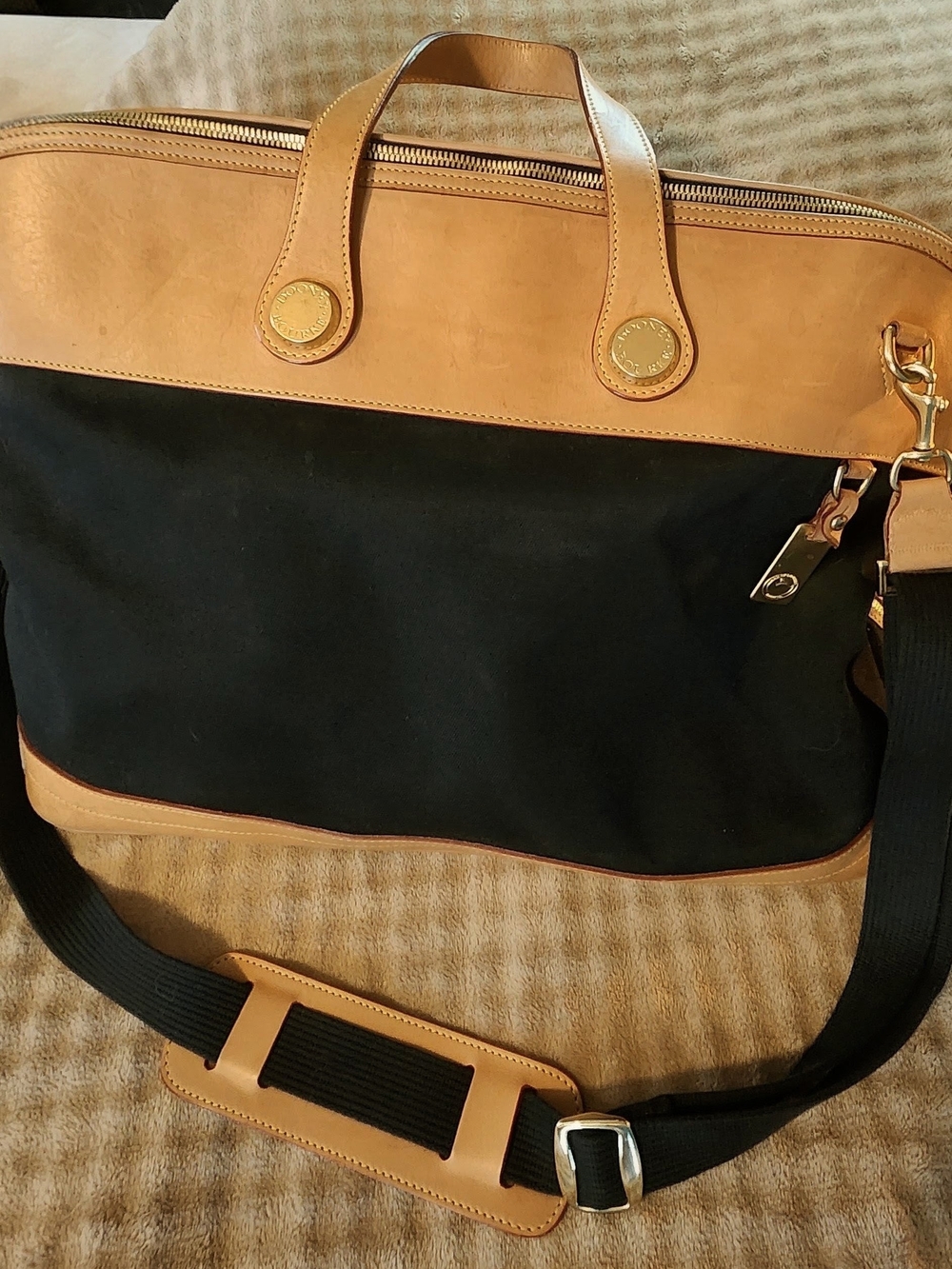 VTG Dooney & Bourke Cabriolet Black Tan Travel Work Briefcase Weekender XL Bag